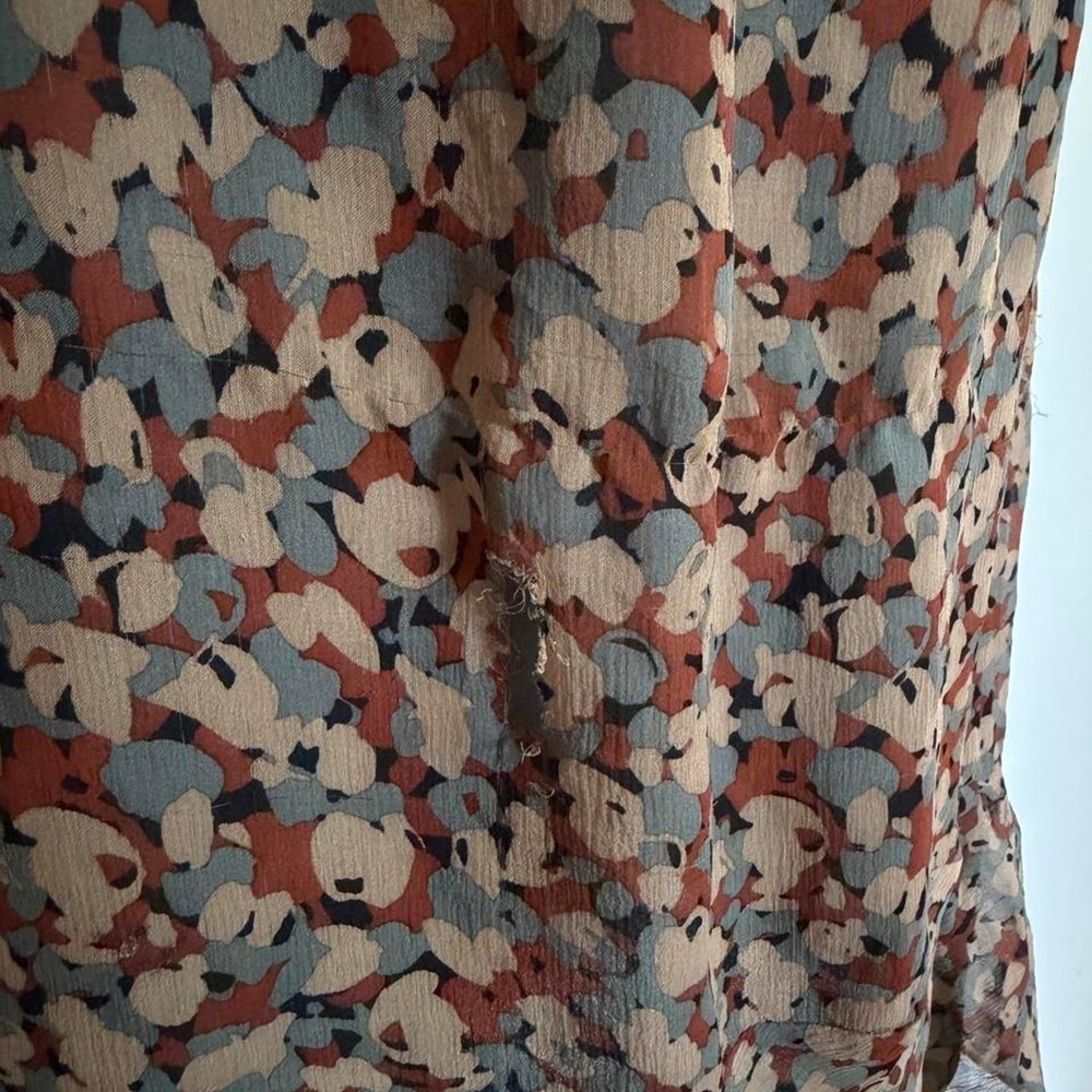 Charter Club Brown Floral 100% Silk Boho Midi Skirt Ruffle Hem Size 8 - Picture 4 of 4